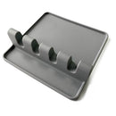 2 PCS Silicone Spoon Holder Kitchen Utensils Anti-Fouling Mat Drain Rack 4 Slot(Gray)