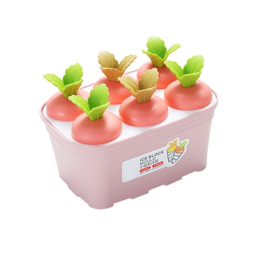 2 PCS Summer Carrot Potted Ice Cream Mold Homemade Ice Tray Rectangle(Pink)