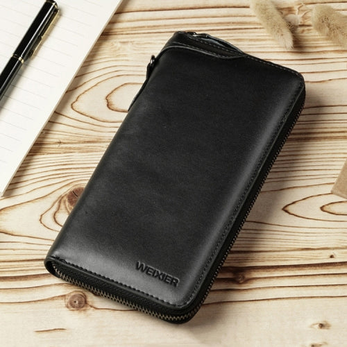 WEIXIER W99 Retro Leather Handbags Male Business Casual Handbag(Black)