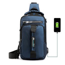 HaoShuai 1100-1 Men Chest Bag Multifunctional Single / Double Shoulder Backpack with External USB Charging Port(Navy Blue)