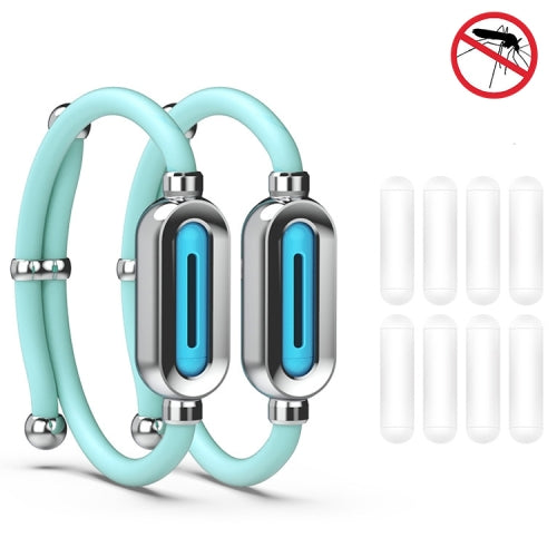 2 PCS Blue Blue SB-1301 Silicone Mosquito Repellent Bracelet Natural Plant Essential Oil Mosquito Buckle