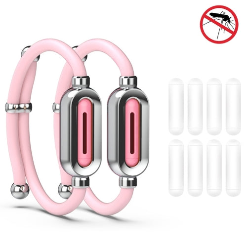 2 PCS Pink Pink SB-1301 Silicone Mosquito Repellent Bracelet Natural Plant Essential Oil Mosquito Buckle