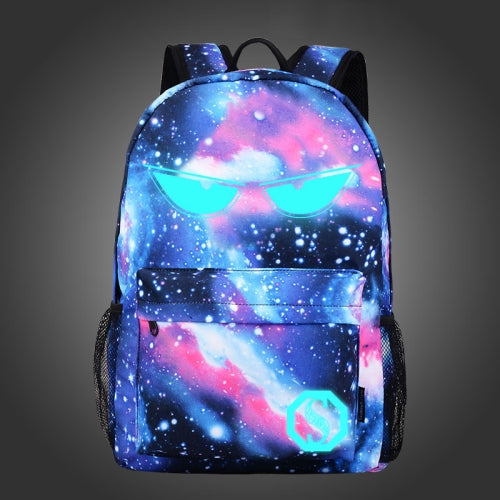 Starry Sky Luminous Backpack Oxford Cloth Printed Backpack, Colour: Star Blue Devil