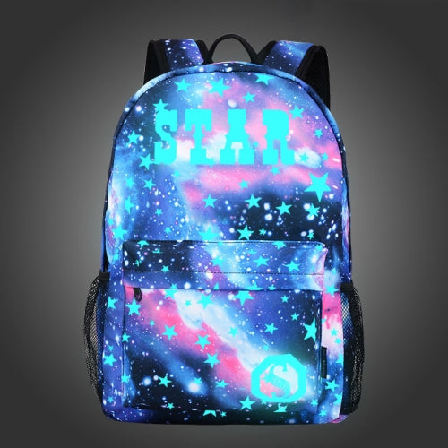 Starry Sky Luminous Backpack Oxford Cloth Printed Backpack, Colour: Star Blue Star