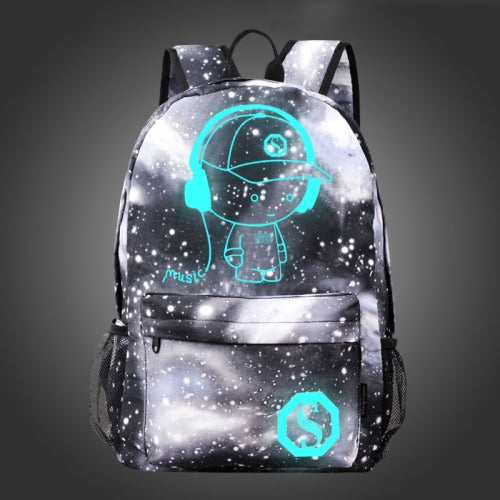 Starry Sky Luminous Backpack Oxford Cloth Printed Backpack, Colour: Star Gray Music Kid