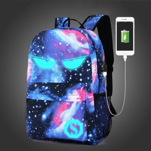 Starry Sky Luminous Backpack Oxford Cloth Printed Backpack, Colour: Star Blue Devil (USB)