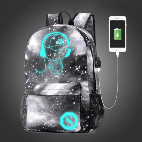 Starry Sky Luminous Backpack Oxford Cloth Printed Backpack, Colour: Star Gray Music Kid (USB)