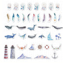 TH001-22 6 Sets Japanese Paper Decoration Hand Account DIY Sticker(Blue Empress Whale)