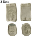 3 Sets Summer Children Knee Pads Baby Floor Socks Baby Non-Slip Crawling Sports Protection Suit S 0-1 Years Old(Light Army Green)