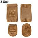 3 Sets Summer Children Knee Pads Baby Floor Socks Baby Non-Slip Crawling Sports Protection Suit M 1-3 Years Old(Brown)