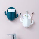 4 PCS Cactus Shape Punch-Free Toothbrush Toothpaste Storage Rack Bathroom Wall Suction Dental Holder,Random Color Delivery