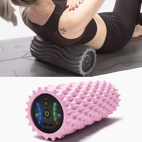 EVA Electrical Muscle Relaxer Yoga Massage Vibration Foam Roller, Fishbone Vibration USB (Mermaish Pink)