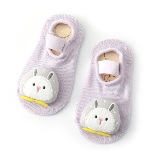 3 Pairs Baby Socks Cartoon Doll Anti-Slip Anti-Out Cotton Baby Floor Socks, Toyan Socks: S 0-1 Years Old(Purple Rabbit)