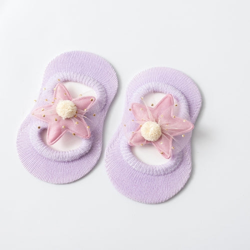 2 Pairs Baby Floor Socks Hollow Flower Spot Glue Non-Slip Children Socks, Toyan Socks: S 0-1 Years Old(Purple)