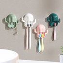 4 PCS Fun Cactus Toothbrush Holder Punch-Free Multifunctional Drain Bathroom Storage Hook,Random Color Delivery