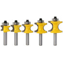 8-Shank Bearing Positive Semicircular Cutter Engraving Machine Woodworking Cutter, Model: 5 PCS/Set