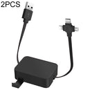 2 PCS 3A USB To 8Pin + Micro USB + USB-C / Type-C Telescopic Three-In-One Data Cable with Mobile Phone Holder Data Cable, Length: 1m(Cool Black)