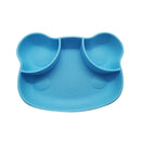 Cartoon Integrated Silicone Dinner Plate Anti-Fall Anti-Slip Supplementary Tableware(Blue)