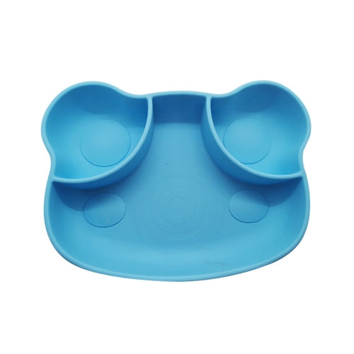 Cartoon Integrated Silicone Dinner Plate Anti-Fall Anti-Slip Supplementary Tableware(Blue)