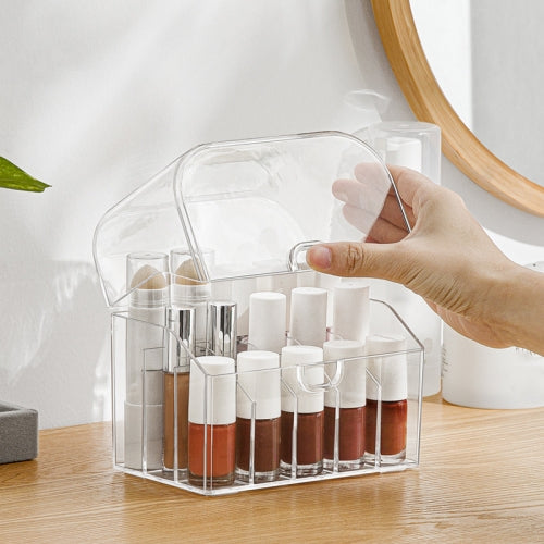 15 Grid Transparent Visual Lipstick Storage Box Multi-Function Desktop With Cover Cosmetics Rack