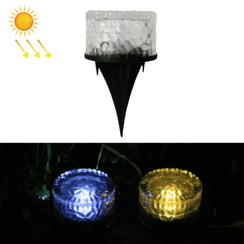 Outdoor Solar Buried Lamp Round Glass Floor Street Light Garden Ice Brick Waterproof Lamp(Warm Light)