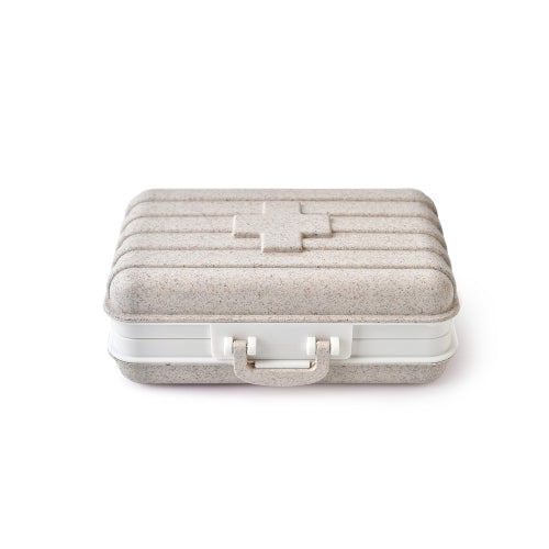3 PCS Wheat Straw Parent Mini Medicine Box Travel Home Dustproof Medicine Box(Beige)