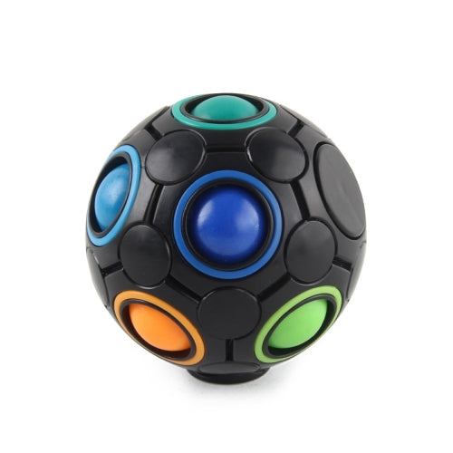 2 PCS Gyro Rainbow Ball Fingertip Decompression 10-Hole Rubik Cube Toys(Black )