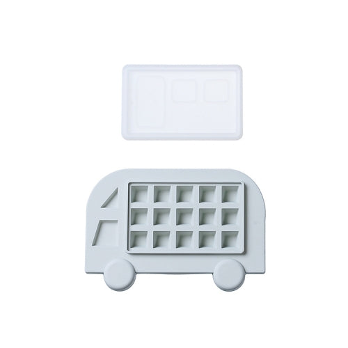 2 PCS Cartoon Silicone Ice Box With Lid Complementary Food Puree Cheese Chocolate Jelly Mold, Specification: Bus (Blue)