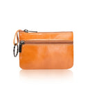 AP122 Leather Mini Multifunctional Coin Purse Small Card Holder Retro Zipper Short Clutch(Light Brown)