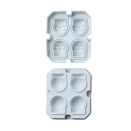 2 PCS Skull Ice Tray Silicone Mold Bar DIY Funny Ice Box(Blue)
