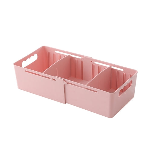 3 PCS 2568 Retractable Drawer Separation Desktop Storage Box Multi-Function Home Wardrobe Storage Partition Box(Pink)
