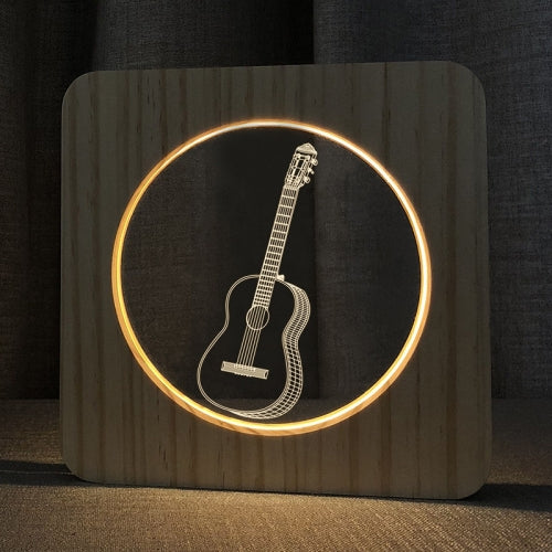 FS-A3272W Guitar Musical Instrument Solid Wood Frame Night Light(Warm White Light)