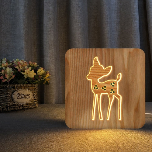 FS-T2175W 2.5W Deer Shaped Solid Wood Lamp LED Night Light(Warm White)