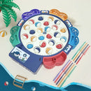 Magnetic Fishing Toy Children Educational Multifunctional Music Rotating Fishing Plate, Colour: Blue Battery Style+24 Fish 5 Rods