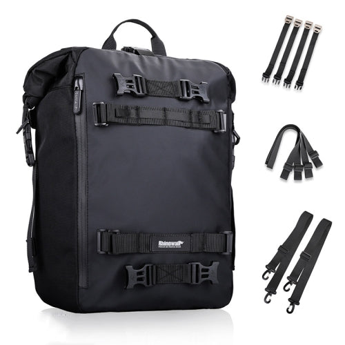 Rhinowalk Multi-Function Motorcycle Rear Seat Bag Combination Rear Shelf Pannier, Colour: Black 20L