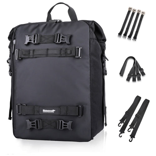 Rhinowalk Multi-Function Motorcycle Rear Seat Bag Combination Rear Shelf Pannier, Colour: Black 30L