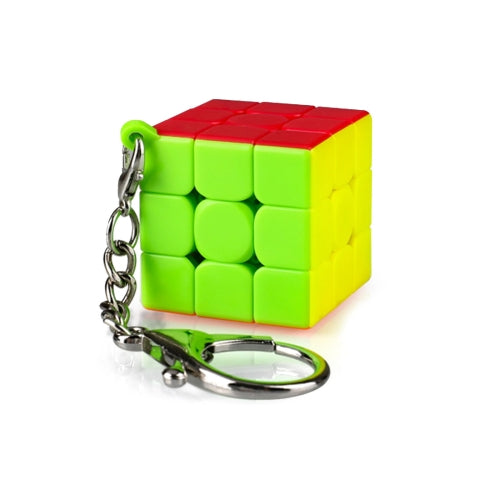 2 PCS Mini Keychain Rubik Cube Decompression Toy Third-order Keychain Flat Version