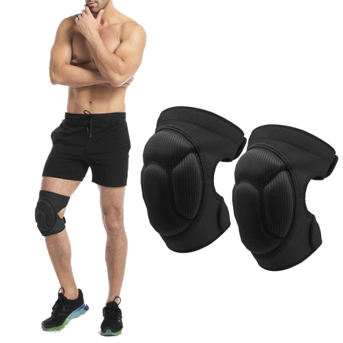 2 Pairs HX-0211 Anti-Collision Sponge Knee Pads Volleyball Football Dance Roller Skating Protective Gear, Specification: L (Black)