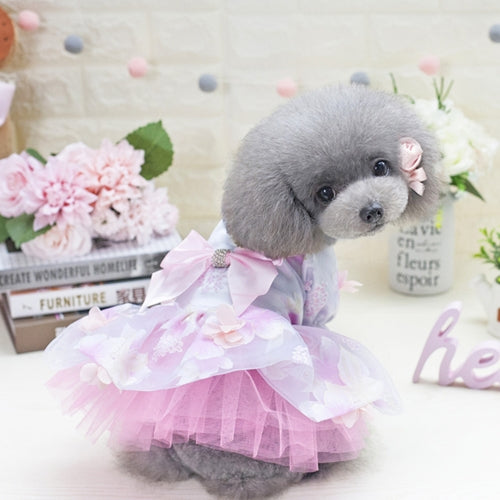 Dog Clothes Small Dog Skirt Spring And Summer Flower Skirt, Size: S(Pink)