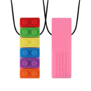 2 PCS Silicone Baby Building Block Teether Autistic Children Molar Stick, Colour: Pink