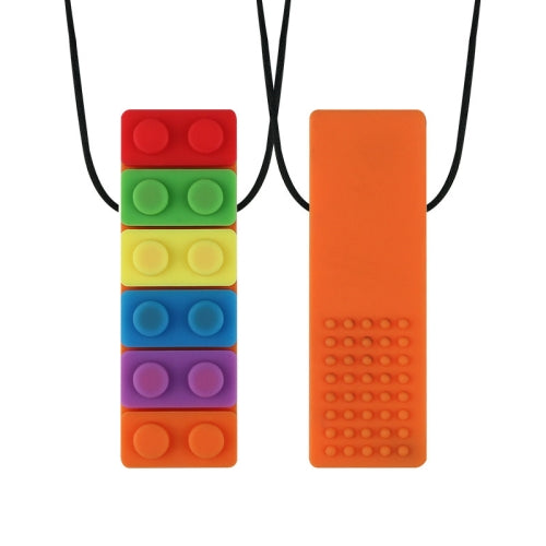 2 PCS Silicone Baby Building Block Teether Autistic Children Molar Stick, Colour: Orange