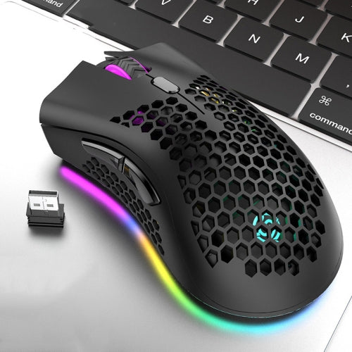 K-Snake BM600 1600 DPI 7-keys Hollow Lightweight Wireless Charging RGB Colorful Gaming Mouse(Wireless BM600 Black )