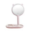 Smart LED Handheld Table Makeup Mirror, Colour: Monochromatic Light (Rouge Pink)