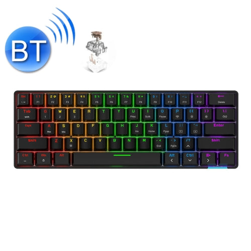 STK61 61-Keys Full-Key Non-Punch Bluetooth Wired Dual Modes Mechanical Keyboard, Cable Length: 1.6m(Black Tea Shaft)