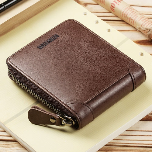 WEIXIER W98 Men Hand Take Short Wallet Zipper Bag(Dark Brown)