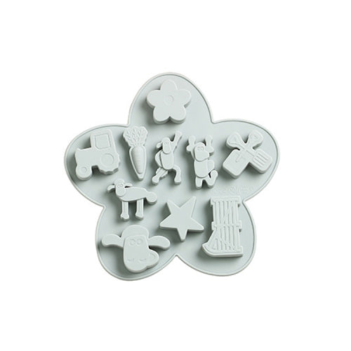 2 PCS DIY Cartoon Lamb Farm Microwave Oven Silicone Cake Baking Mold Cartoon Chocolate Ice Tray Mold(Blue)