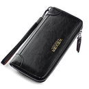 WEIXIER W95 Retro Business Handbag Casual Long Wallet Men Zipper Wallet(Black)