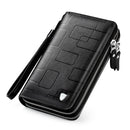 WEIXIER W90 Cowhide Mobile Phone Bag Multi-Card Wallet Men Double Zipper Wallet(Black )