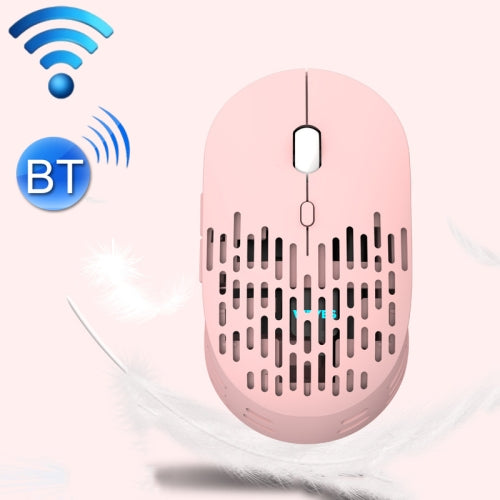 T13 1600 DPI 6-Buttons Luminous Hollow Bluetooth 5.1 + 2.4GHz Wireless Mouse(Jasmine Powder)