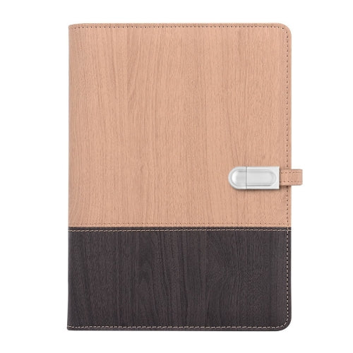 Creative Magnetic Buckle U Disk Notebook PU Leather Loose-Leaf Notebook Office Notebook, Specification: With 8G U Disk(Brown Black Splicing)